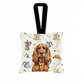 Red English Cocker Spaniel Coffee Bar Hanging Square Fabric Ornament 3.5 � 3.5 Decorative Door-Knob & Tree Hanger, Soft Fabric