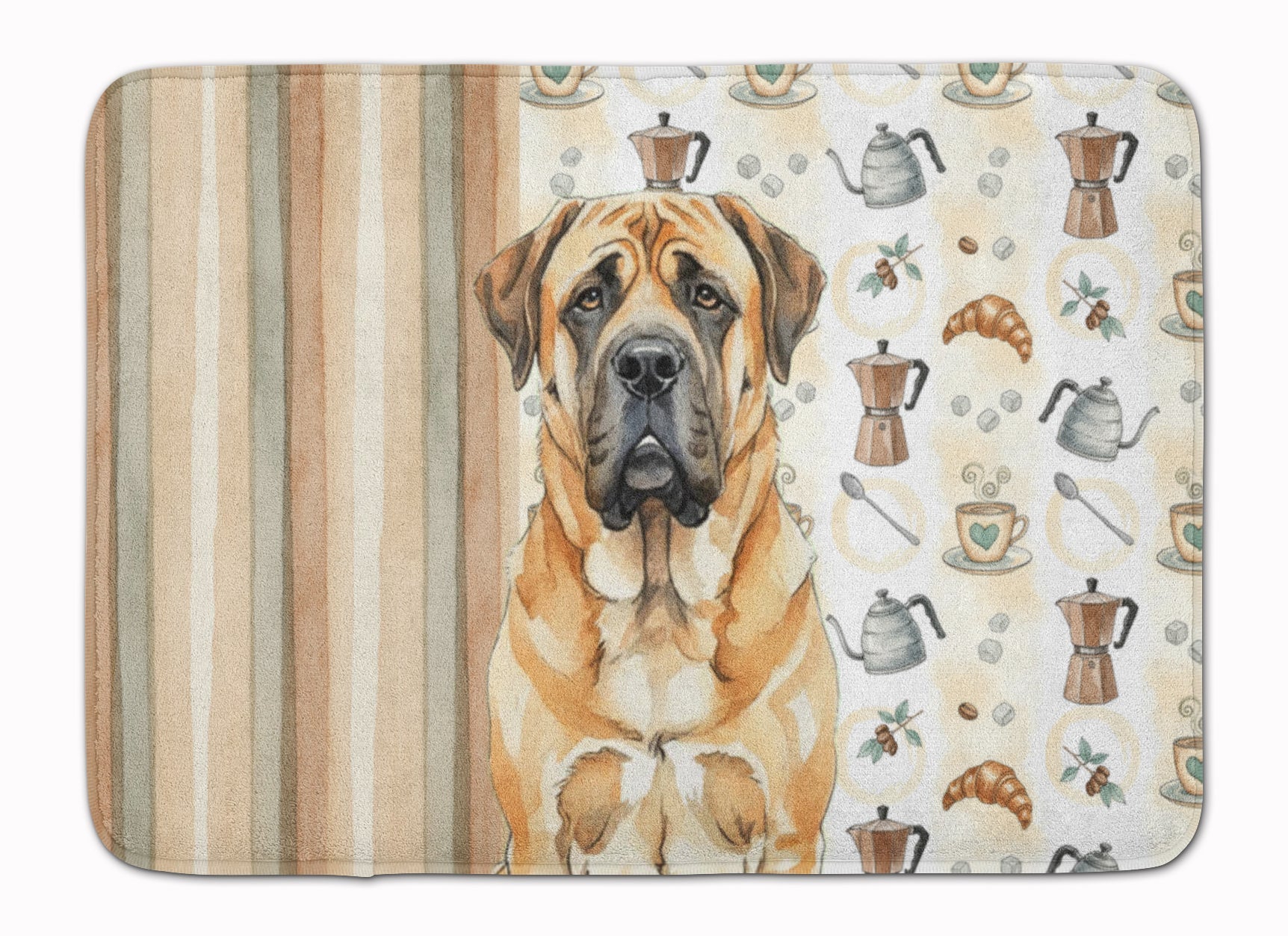 Apricot English Mastiff Coffee Bar Memory Foam Kitchen Mat Machine Washable Anti-Fatigue Cushion Comfort Bath or Kitchen Rug
