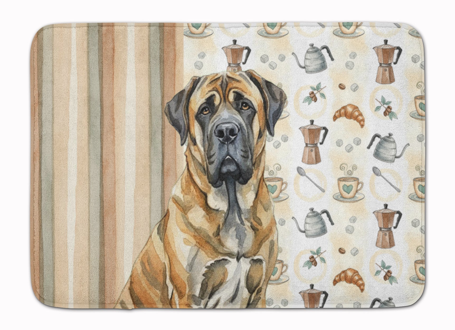 Brindle English Mastiff Coffee Bar Memory Foam Kitchen Mat Machine Washable Anti-Fatigue Cushion Comfort Bath or Kitchen Rug