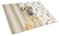 Fawn English Mastiff Coffee Bar Cutting Board Tempered Glass Kitchen Cutting Surface, Heat Resistant Chopping, Non-Slip Feet, Food Prep & Serving