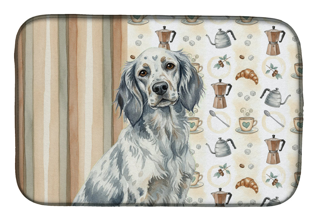 Blue Belton English Setter Coffee Bar Dish Drying Mat Absorbent Dish Drying Mat Pad for Kitchen Counter Dish Drainer Mat for Countertop, 14 x 21", Multicolor