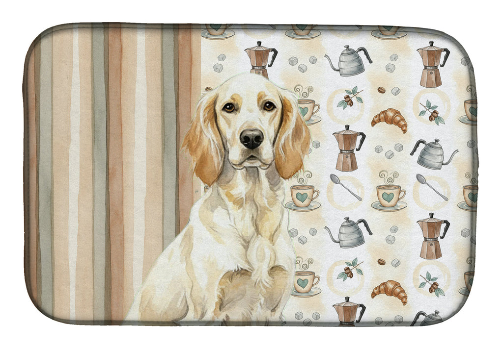 Lemon Belton English Setter Coffee Bar Dish Drying Mat Absorbent Dish Drying Mat Pad for Kitchen Counter Dish Drainer Mat for Countertop, 14 x 21", Multicolor