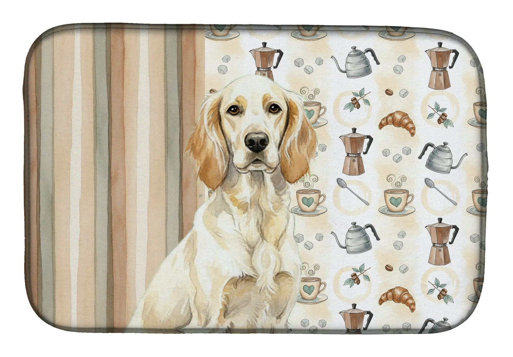 Lemon Belton English Setter Coffee Bar Dish Drying Mat Absorbent Dish Drying Mat Pad for Kitchen Counter Dish Drainer Mat for Countertop, 14 x 21", Multicolor