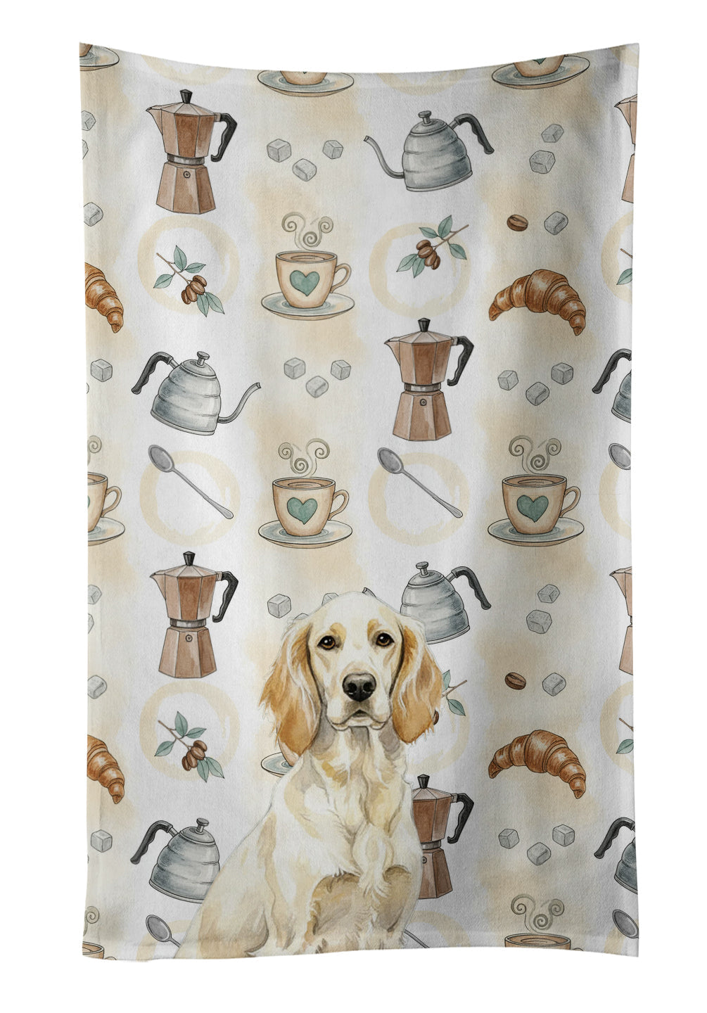 Lemon Belton English Setter Coffee Bar Kitchen Towel Velour Plush Front and Cotton Loop Back Machine Washable