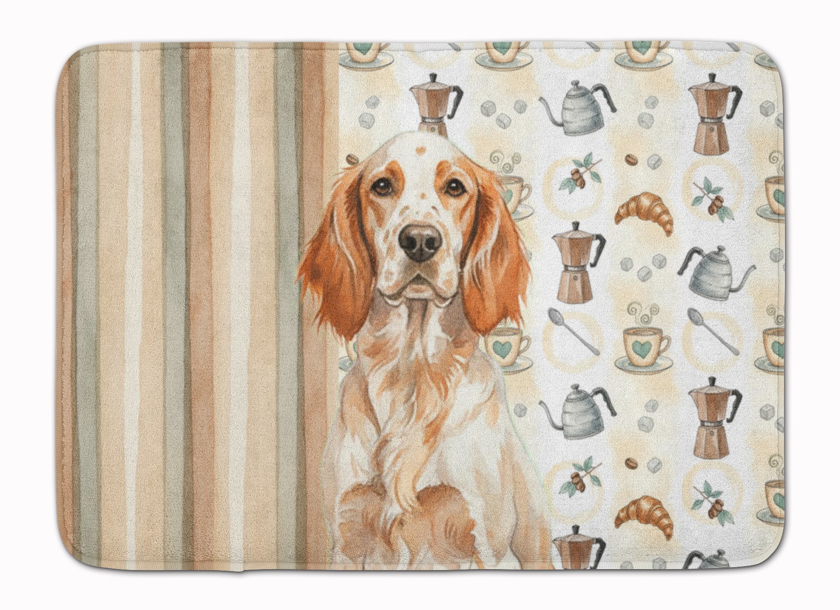 Orange Belton English Setter Coffee Bar Memory Foam Kitchen Mat Machine Washable Anti-Fatigue Cushion Comfort Bath or Kitchen Rug