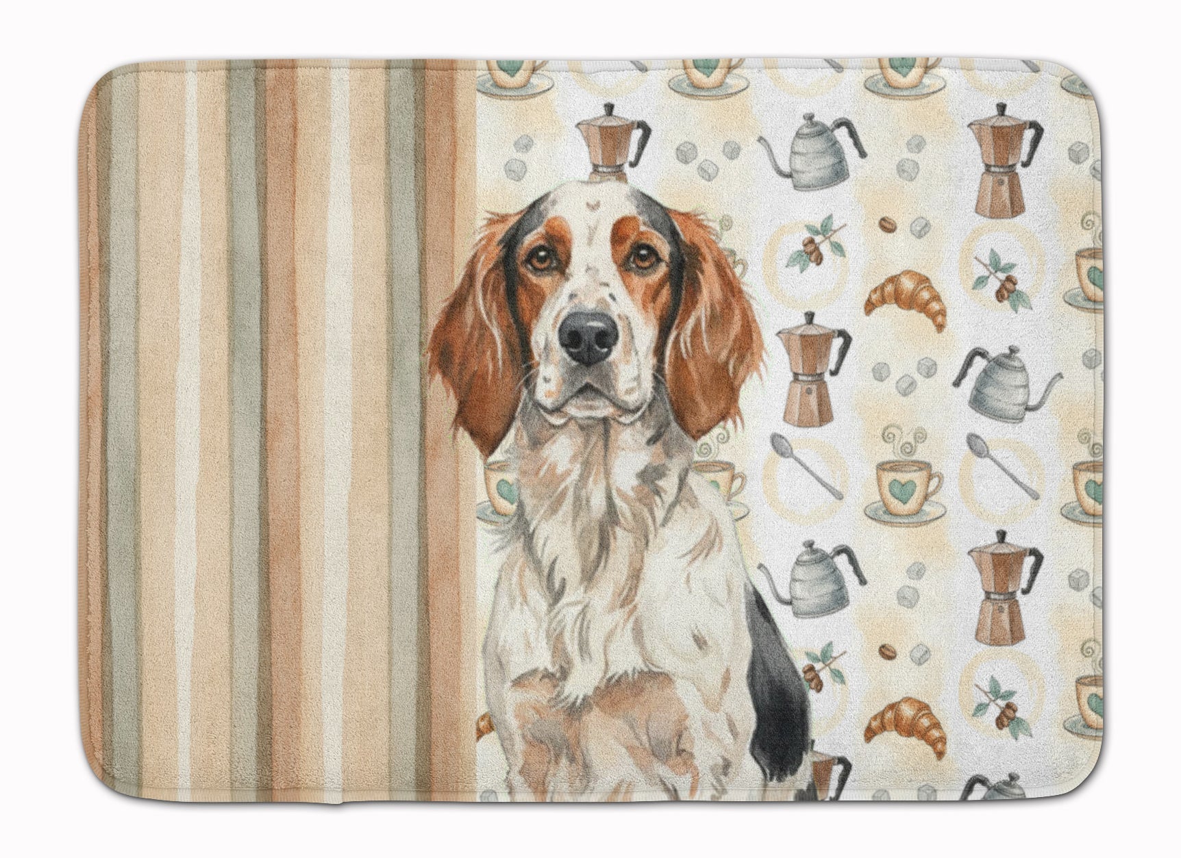 Tricolor English Setter Coffee Bar Memory Foam Kitchen Mat Machine Washable Anti-Fatigue Cushion Comfort Bath or Kitchen Rug