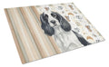 Black and White English Springer Spaniel Coffee Bar Cutting Board Tempered Glass Kitchen Cutting Surface, Heat Resistant Chopping, Non-Slip Feet, Food Prep & Serving