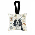 Black and White English Springer Spaniel Coffee Bar Hanging Square Fabric Ornament 3.5 � 3.5 Decorative Door-Knob & Tree Hanger, Soft Fabric