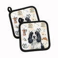 Black and White English Springer Spaniel Coffee Bar Pot Holder Set of 2 Heat Resistant Quilted Hot Pads 7.5 x 7.5 Inch, Insulated Kitchen Trivets for Cooking & Baking