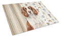 Liver and White English Springer Spaniel Coffee Bar Cutting Board Tempered Glass Kitchen Cutting Surface, Heat Resistant Chopping, Non-Slip Feet, Food Prep & Serving