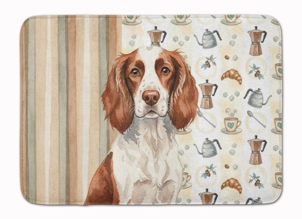 Liver and White English Springer Spaniel Coffee Bar Memory Foam Kitchen Mat Machine Washable Anti-Fatigue Cushion Comfort Bath or Kitchen Rug