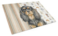 Black and Tan English Toy Spaniel Coffee Bar Cutting Board Tempered Glass Kitchen Cutting Surface, Heat Resistant Chopping, Non-Slip Feet, Food Prep & Serving