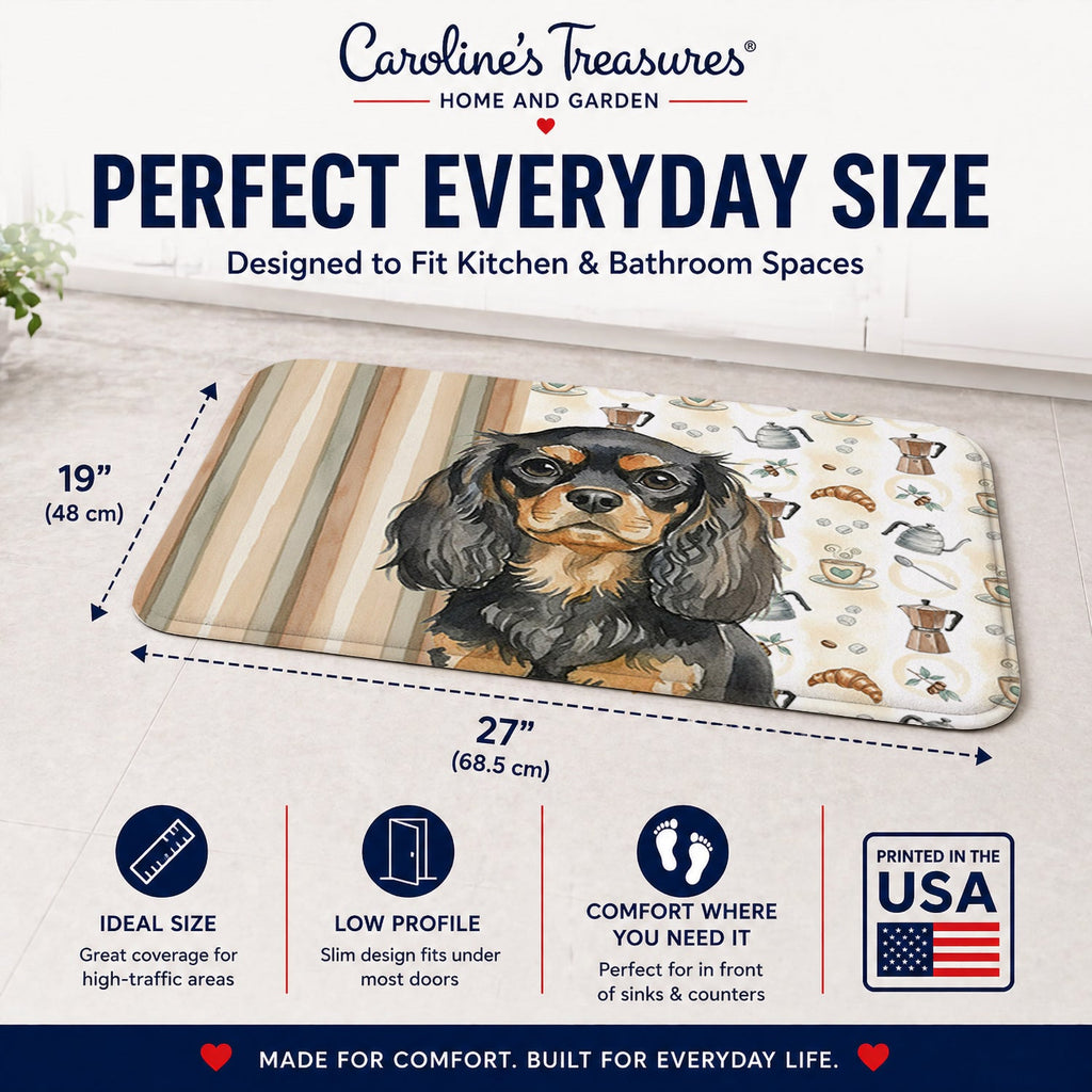 Black and Tan English Toy Spaniel Coffee Bar Memory Foam Kitchen Mat Machine Washable Anti-Fatigue Cushion Comfort Bath or Kitchen Rug