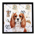 Blenheim English Toy Spaniel Coffee Bar Framed Metal Print Bathroom, Kitchen, Office, Home Decor Wall Art Ready to Hang, Square, 8X8