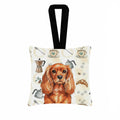 Ruby English Toy Spaniel Coffee Bar Hanging Square Fabric Ornament 3.5 � 3.5 Decorative Door-Knob & Tree Hanger, Soft Fabric