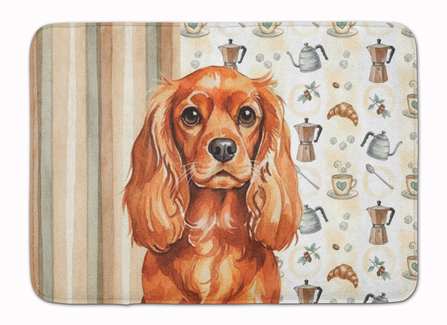 Ruby English Toy Spaniel Coffee Bar Memory Foam Kitchen Mat Machine Washable Anti-Fatigue Cushion Comfort Bath or Kitchen Rug