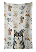 Finnish Lapphund Coffee Bar Kitchen Towel Velour Plush Front and Cotton Loop Back Machine Washable