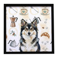 Finnish Lapphund Coffee Bar Framed Metal Print Bathroom, Kitchen, Office, Home Decor Wall Art Ready to Hang, Square, 8X8