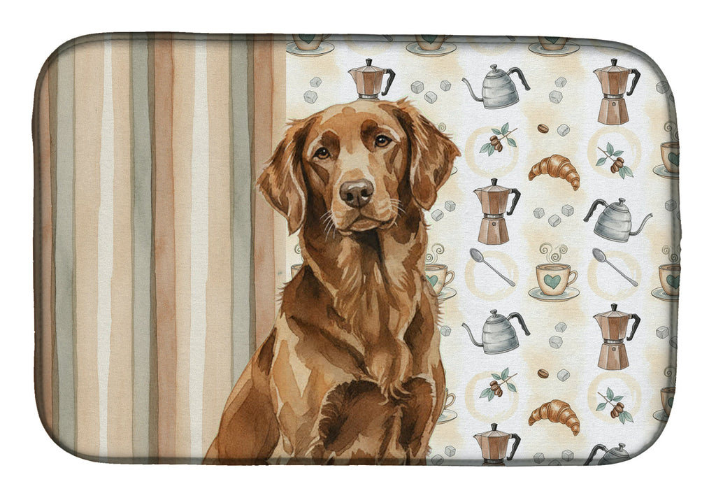 Liver Flat-Coated Retriever Coffee Bar Dish Drying Mat Absorbent Dish Drying Mat Pad for Kitchen Counter Dish Drainer Mat for Countertop, 14 x 21", Multicolor
