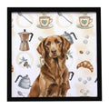 Liver Flat-Coated Retriever Coffee Bar Framed Metal Print Bathroom, Kitchen, Office, Home Decor Wall Art Ready to Hang, Square, 8X8