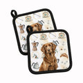 Liver Flat-Coated Retriever Coffee Bar Pot Holder Set of 2 Heat Resistant Quilted Hot Pads 7.5 x 7.5 Inch, Insulated Kitchen Trivets for Cooking & Baking