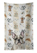 Pied French Bulldog Coffee Bar Kitchen Towel Velour Plush Front and Cotton Loop Back Machine Washable