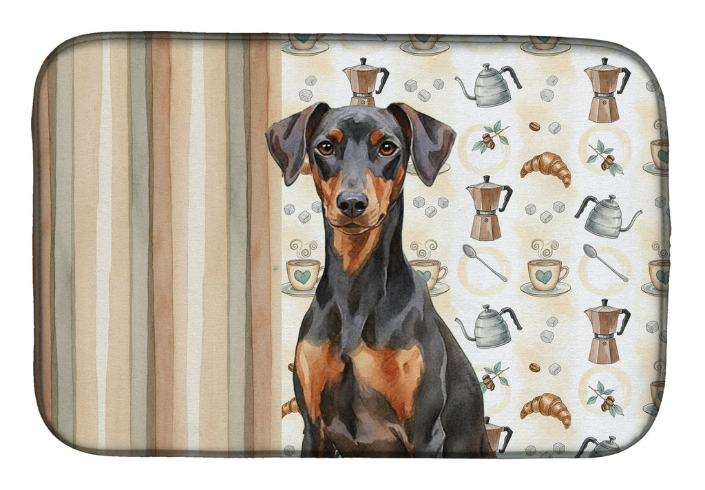 German Pinscher Coffee Bar Dish Drying Mat Absorbent Dish Drying Mat Pad for Kitchen Counter Dish Drainer Mat for Countertop, 14 x 21", Multicolor
