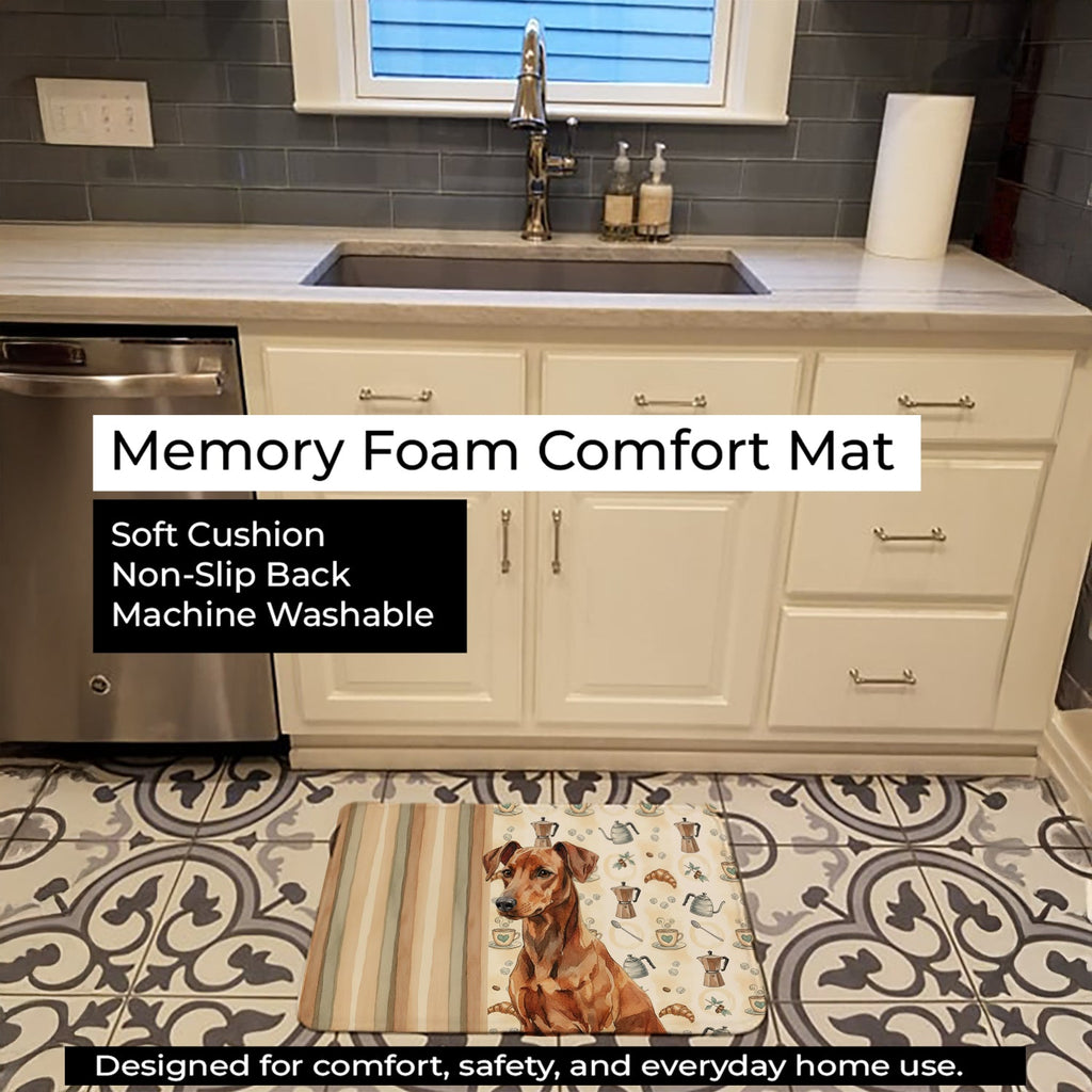 Red German Pinscher Coffee Bar Memory Foam Kitchen Mat Machine Washable Anti-Fatigue Cushion Comfort Bath or Kitchen Rug