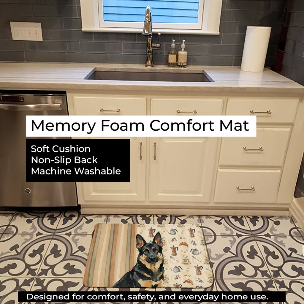 Black and Tan German Shepherd Coffee Bar Memory Foam Kitchen Mat Machine Washable Anti-Fatigue Cushion Comfort Bath or Kitchen Rug