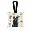 Black German Shepherd Coffee Bar Hanging Square Fabric Ornament 3.5 � 3.5 Decorative Door-Knob & Tree Hanger, Soft Fabric
