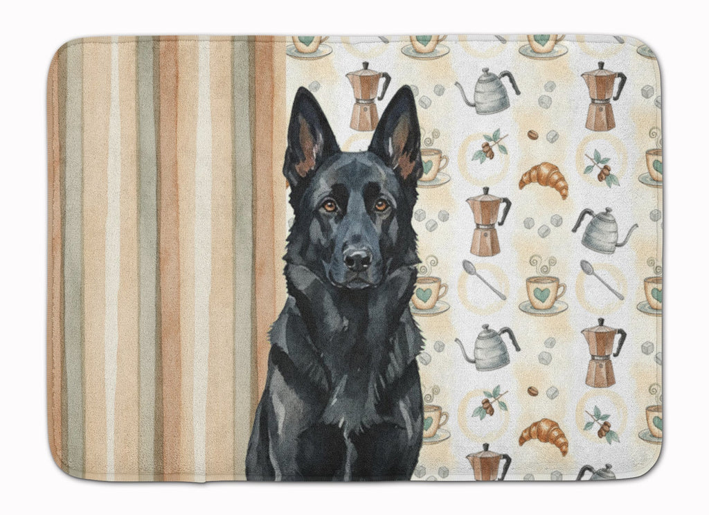 Black German Shepherd Coffee Bar Memory Foam Kitchen Mat Machine Washable Anti-Fatigue Cushion Comfort Bath or Kitchen Rug
