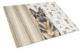 German Shepherd Coffee Bar Cutting Board Tempered Glass Kitchen Cutting Surface, Heat Resistant Chopping, Non-Slip Feet, Food Prep & Serving