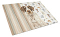 Liver and White German Wirehaired Pointer Coffee Bar Cutting Board Tempered Glass Kitchen Cutting Surface, Heat Resistant Chopping, Non-Slip Feet, Food Prep & Serving