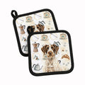 Liver and White German Wirehaired Pointer Coffee Bar Pot Holder Set of 2 Heat Resistant Quilted Hot Pads 7.5 x 7.5 Inch, Insulated Kitchen Trivets for Cooking & Baking