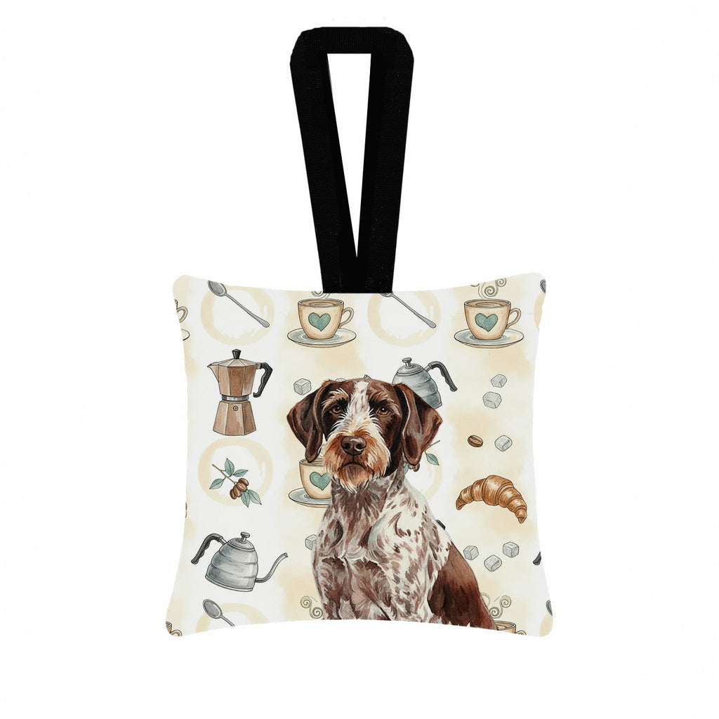 Roan German Wirehaired Pointer Coffee Bar Hanging Square Fabric Ornament 3.5 � 3.5 Decorative Door-Knob & Tree Hanger, Soft Fabric