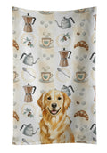 Golden Retriever Coffee Bar Kitchen Towel Velour Plush Front and Cotton Loop Back Machine Washable