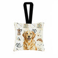 Golden Retriever Coffee Bar Hanging Square Fabric Ornament 3.5 � 3.5 Decorative Door-Knob & Tree Hanger, Soft Fabric