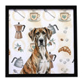 Brindle Great Dane Coffee Bar Framed Metal Print Bathroom, Kitchen, Office, Home Decor Wall Art Ready to Hang, Square, 8X8