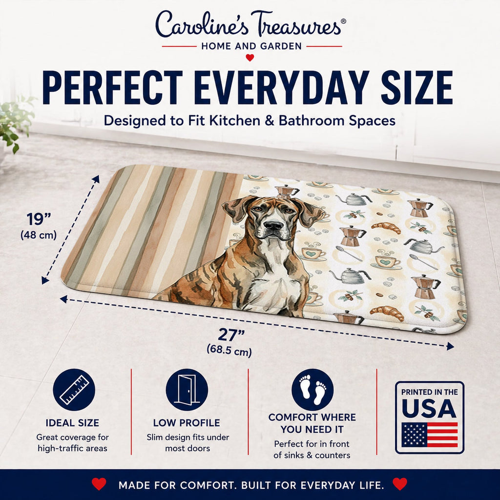 Brindle Great Dane Coffee Bar Memory Foam Kitchen Mat Machine Washable Anti-Fatigue Cushion Comfort Bath or Kitchen Rug