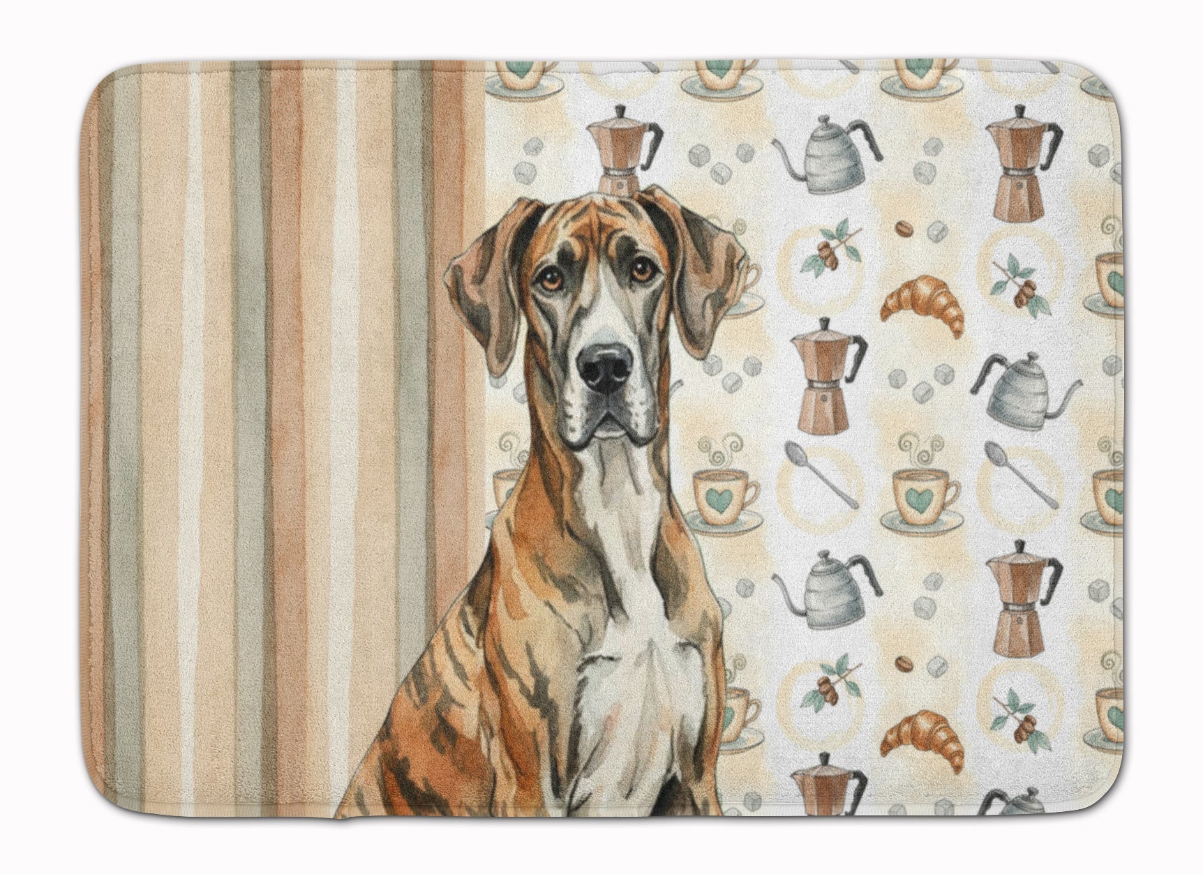 Brindle Great Dane Coffee Bar Memory Foam Kitchen Mat Machine Washable Anti-Fatigue Cushion Comfort Bath or Kitchen Rug