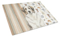 Badger Great Pyrenees Coffee Bar Cutting Board Tempered Glass Kitchen Cutting Surface, Heat Resistant Chopping, Non-Slip Feet, Food Prep & Serving