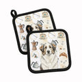 Badger Great Pyrenees Coffee Bar Pot Holder Set of 2 Heat Resistant Quilted Hot Pads 7.5 x 7.5 Inch, Insulated Kitchen Trivets for Cooking & Baking
