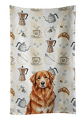 Reddish Brown Great Pyrenees Coffee Bar Kitchen Towel Velour Plush Front and Cotton Loop Back Machine Washable