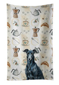 Black Greyhound Coffee Bar Kitchen Towel Velour Plush Front and Cotton Loop Back Machine Washable