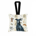 Black Greyhound Coffee Bar Hanging Square Fabric Ornament 3.5 � 3.5 Decorative Door-Knob & Tree Hanger, Soft Fabric