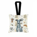 Blue Brindle Greyhound Coffee Bar Hanging Square Fabric Ornament 3.5 � 3.5 Decorative Door-Knob & Tree Hanger, Soft Fabric