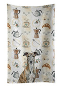 Brindle Greyhound Coffee Bar Kitchen Towel Velour Plush Front and Cotton Loop Back Machine Washable