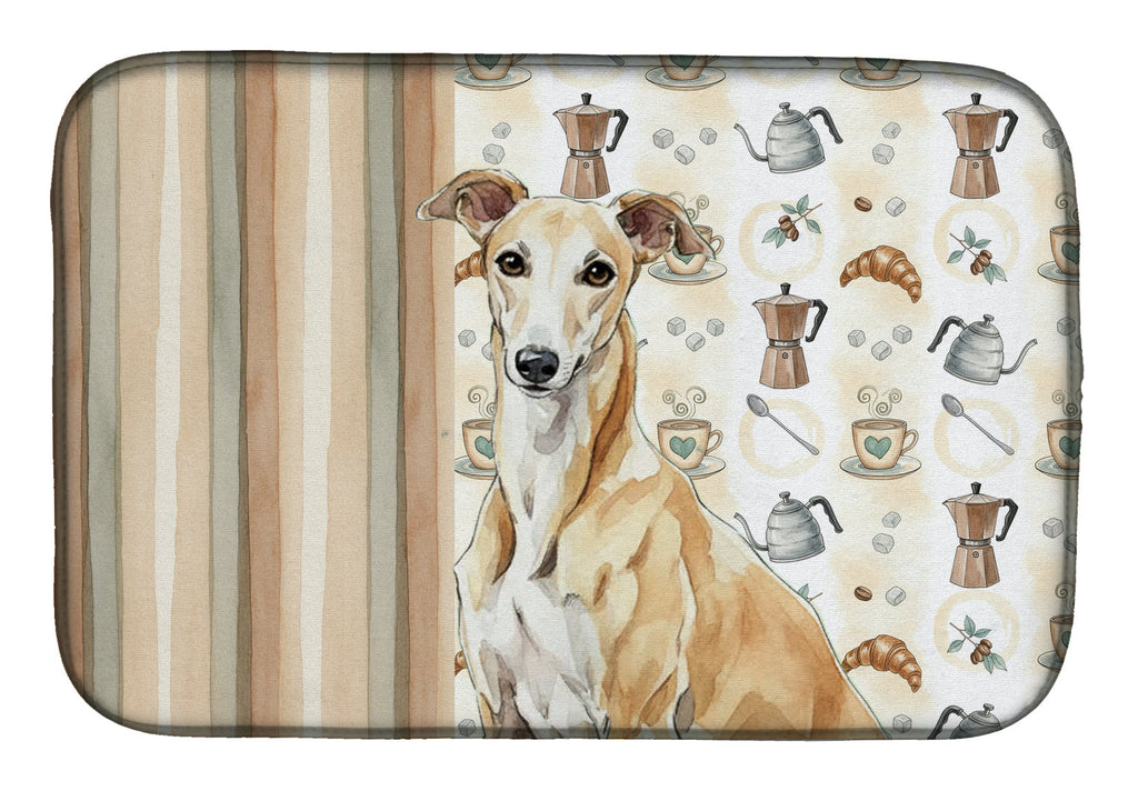 Fawn Greyhound Coffee Bar Dish Drying Mat Absorbent Dish Drying Mat Pad for Kitchen Counter Dish Drainer Mat for Countertop, 14 x 21", Multicolor