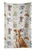Red Greyhound Coffee Bar Kitchen Towel Velour Plush Front and Cotton Loop Back Machine Washable