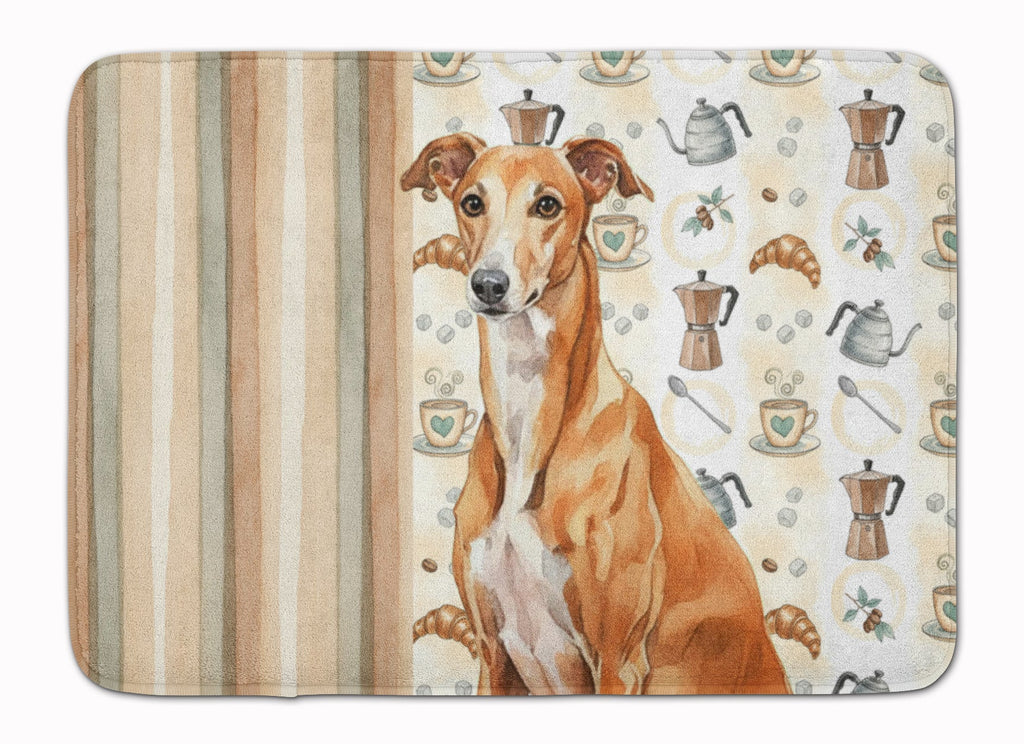 Red Greyhound Coffee Bar Memory Foam Kitchen Mat Machine Washable Anti-Fatigue Cushion Comfort Bath or Kitchen Rug